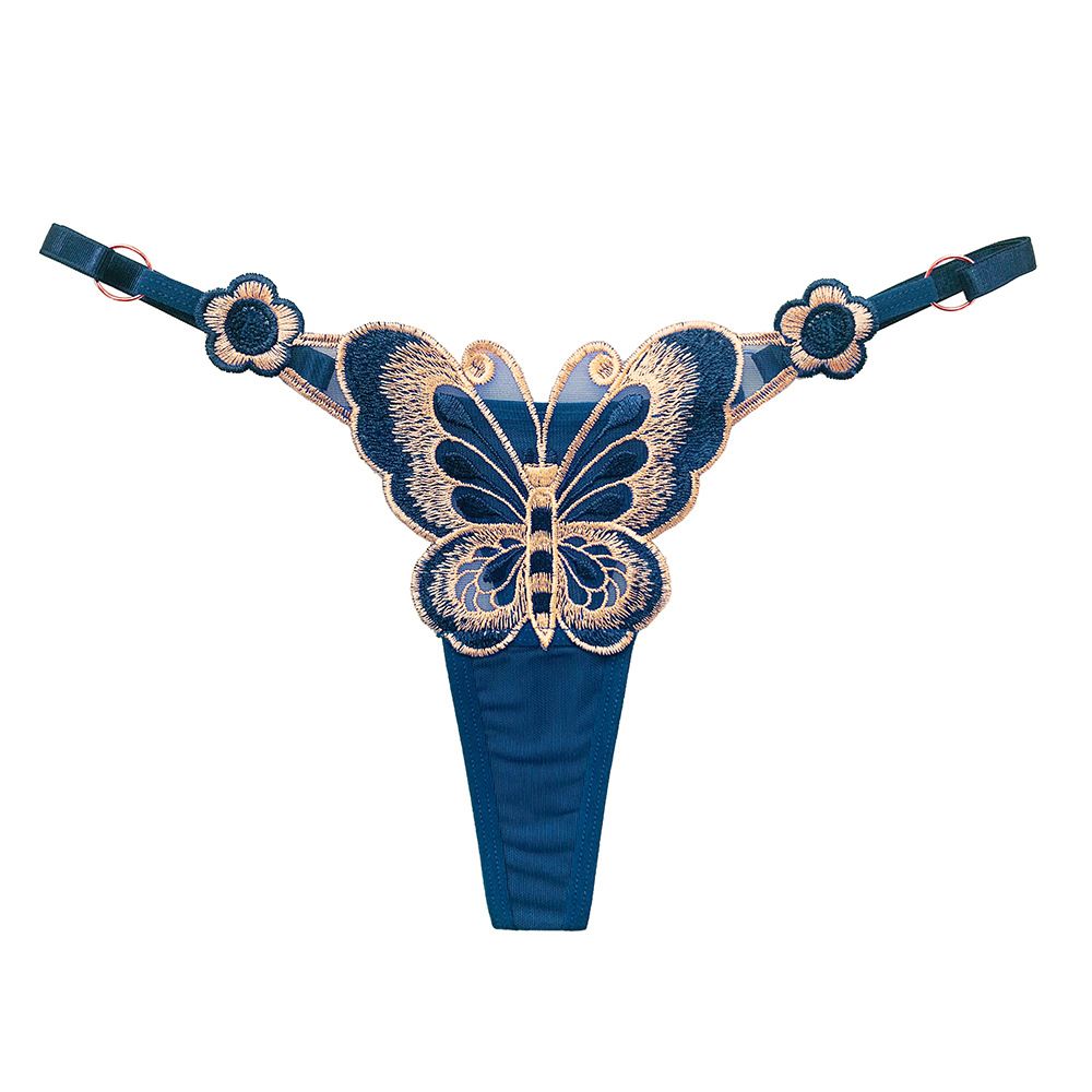 5PCS Butterfly Element Women's Thongs Sexy Hot See-Through Embroidery Adjustable Low Waist Temptation Japanese Style Ladies Underwear Large Size Women's T Pants
