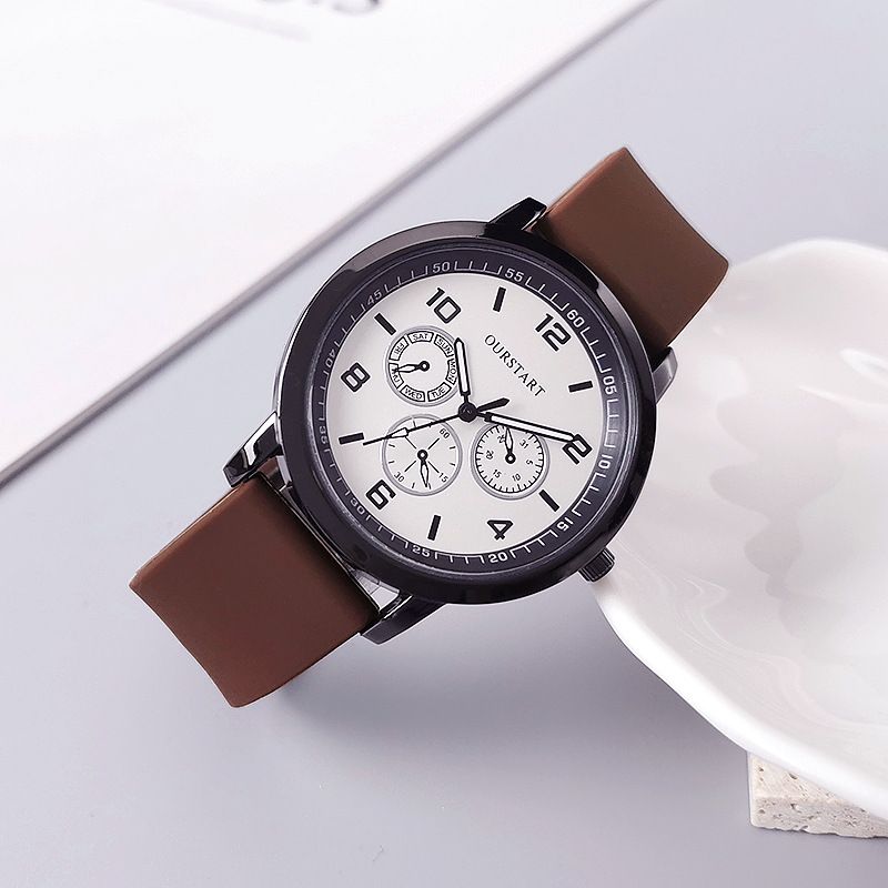 2024 Africa Men's Leisure Tiktok Live Big Digital Quartz Silicone Men's Watch Fashion Alarm Clock Timing Digital Watch Natural Element Business Simple Style