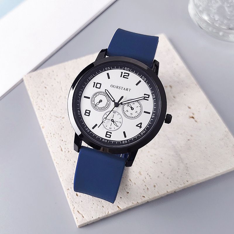 2024 Africa Men's Leisure Tiktok Live Big Digital Quartz Silicone Men's Watch Fashion Alarm Clock Timing Digital Watch Natural Element Business Simple Style
