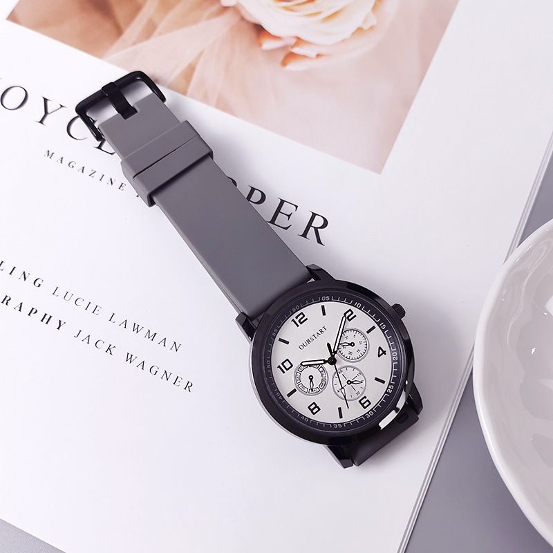 2024 Africa Men's Leisure Tiktok Live Big Digital Quartz Silicone Men's Watch Fashion Alarm Clock Timing Digital Watch Natural Element Business Simple Style