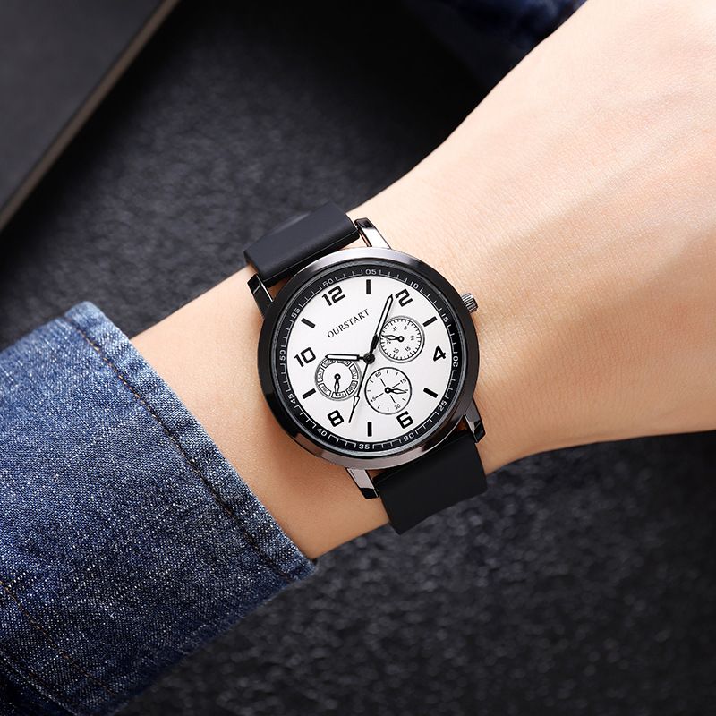 2024 Africa Men's Leisure Tiktok Live Big Digital Quartz Silicone Men's Watch Fashion Alarm Clock Timing Digital Watch Natural Element Business Simple Style