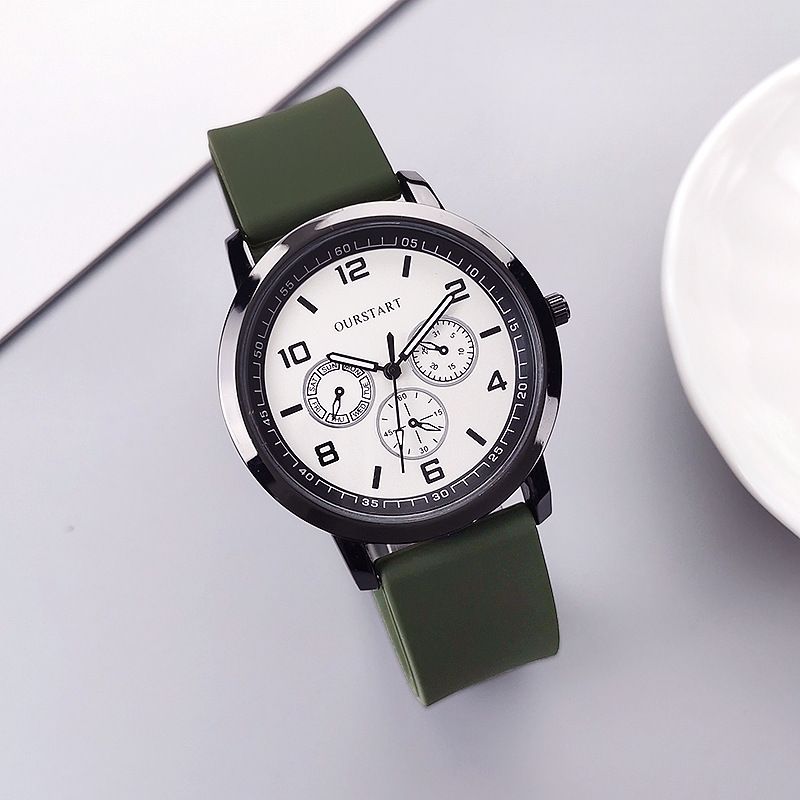 2024 Africa Men's Leisure Tiktok Live Big Digital Quartz Silicone Men's Watch Fashion Alarm Clock Timing Digital Watch Natural Element Business Simple Style