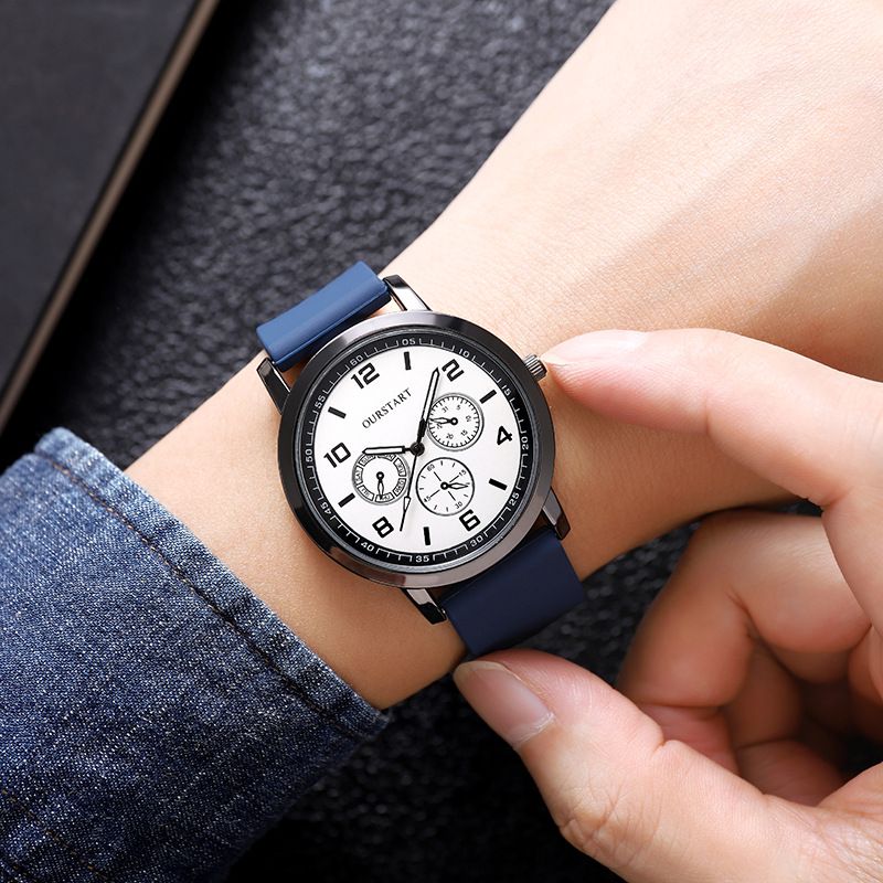 2024 Africa Men's Leisure Tiktok Live Big Digital Quartz Silicone Men's Watch Fashion Alarm Clock Timing Digital Watch Natural Element Business Simple Style