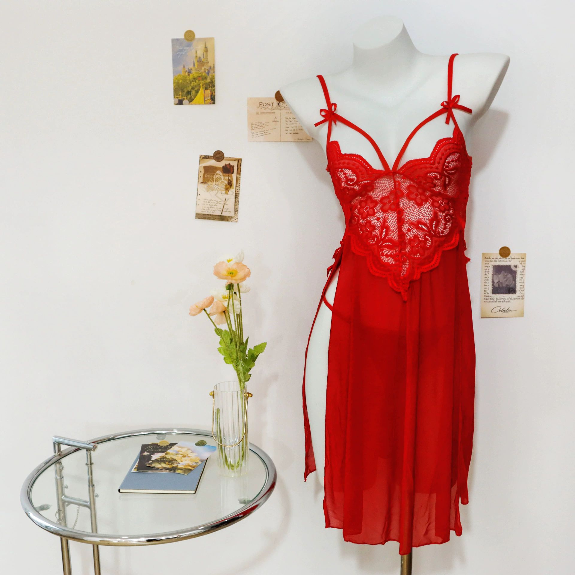 European and American Sexy Lingerie New Lace Transparent Temptation Free to Take Off Jumpsuit Sexy Pajamas
