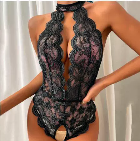 European and American Sexy Lingerie New Lace Transparent Temptation Free to Take Off Jumpsuit Sexy Pajamas
