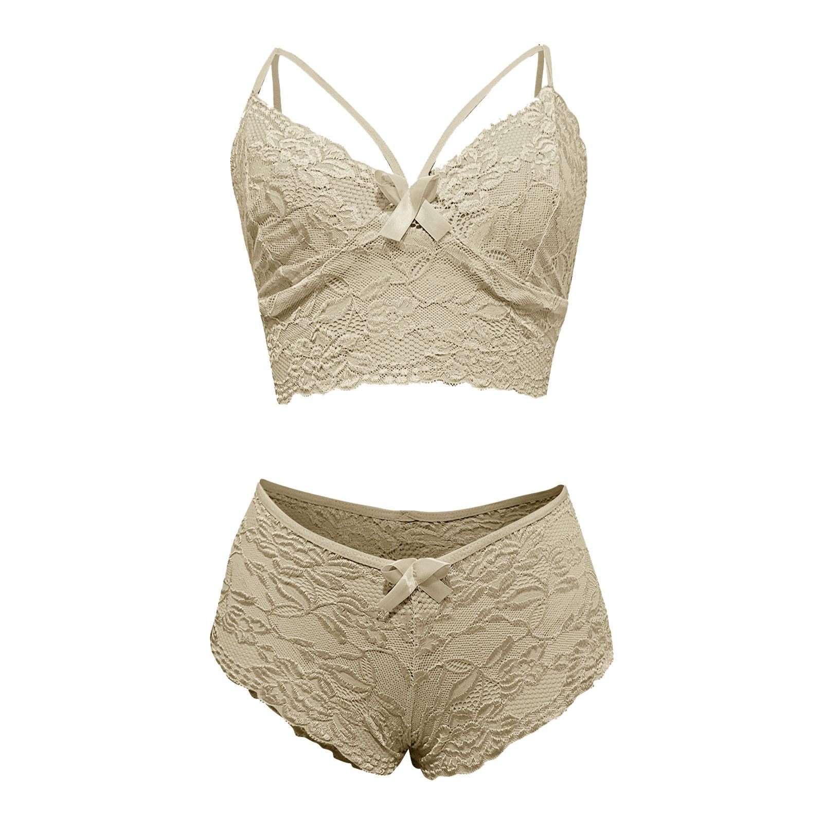 Women Lace Lingerie Set 2 Pieces Sexy Underwear Corset Bra G-String Panties Bra & Brief Sets Hollow See Through Porno Suit