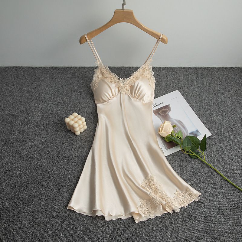 Sexy Pajamas Women's Silk Suspender Nightdress Ladies Spring And Summer Ice Silk Thin Halter Home Service Satin Night Dresses