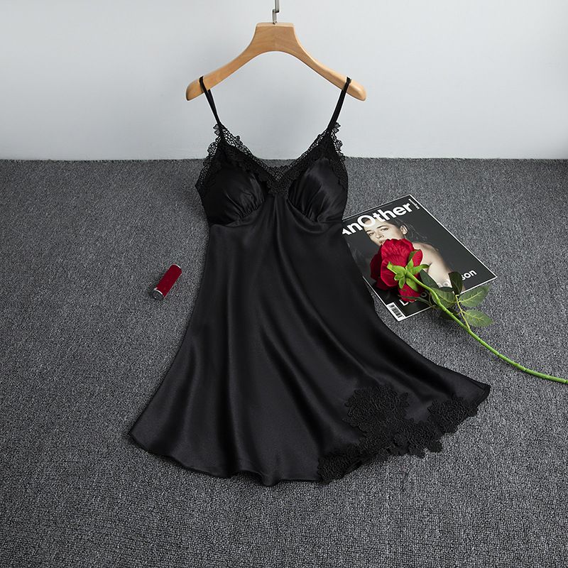 Sexy Pajamas Women's Silk Suspender Nightdress Ladies Spring And Summer Ice Silk Thin Halter Home Service Satin Night Dresses