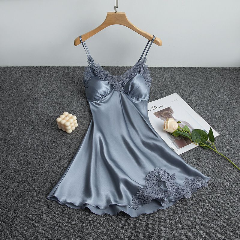 Sexy Pajamas Women's Silk Suspender Nightdress Ladies Spring And Summer Ice Silk Thin Halter Home Service Satin Night Dresses