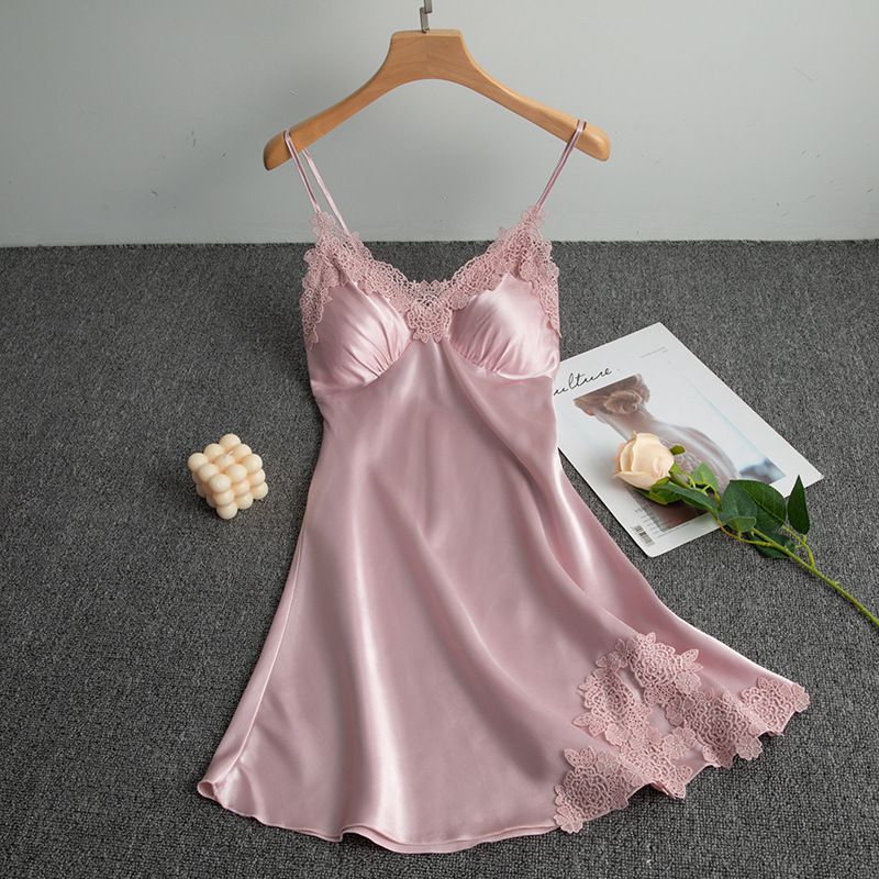 Sexy Pajamas Women's Silk Suspender Nightdress Ladies Spring And Summer Ice Silk Thin Halter Home Service Satin Night Dresses