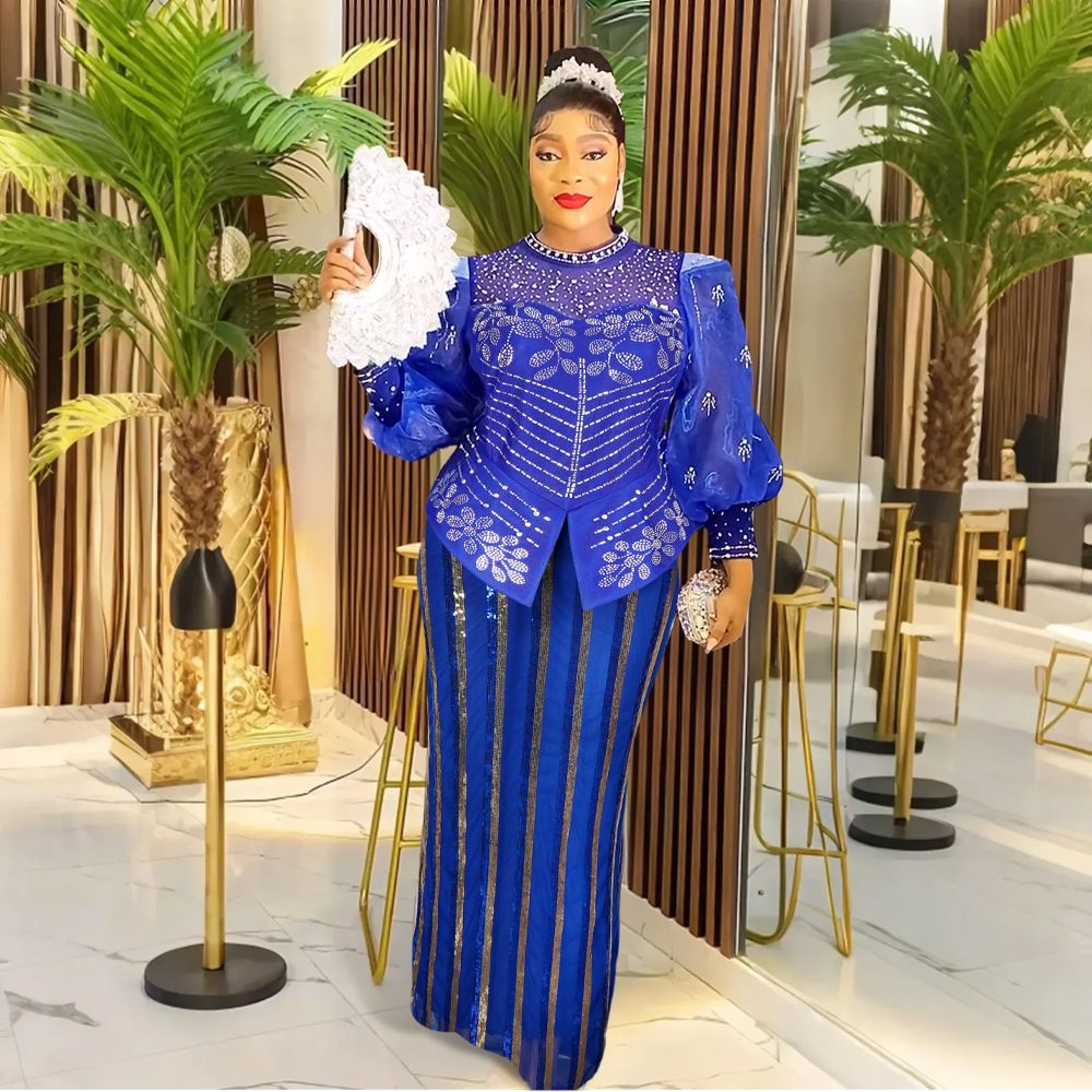 2025 Luxury Party Dresses Elegant Women Wedding Prom Evening Gown Long Sleeve Bodycon Robe African Dashiki Sequin Maxi Dress