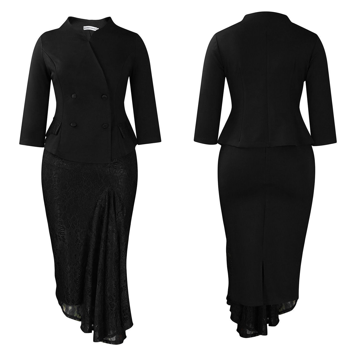 Patch lace dress women's elegant spring dress women's retro dress high waist slim fit dress