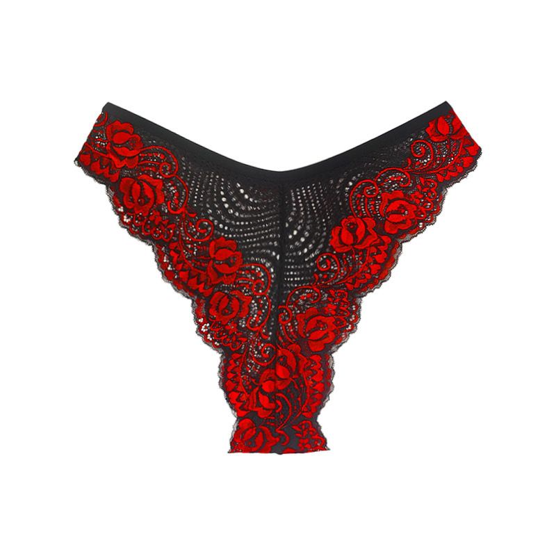 3pcs Plus Size Embroidery Underwear Sexy Lace Women Panties Hollow Out Mid Waist Comfortable Female Briefs Perspective Lingerie