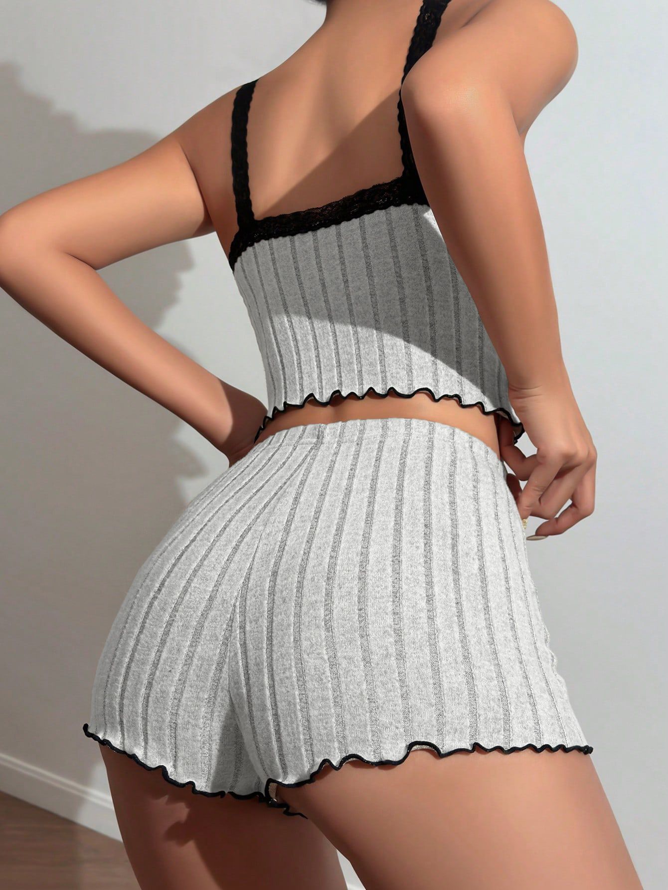 Pajama suit suspenders shorts sexy bow printed milk silk suit comfortable home clothes ladies pajamas suit