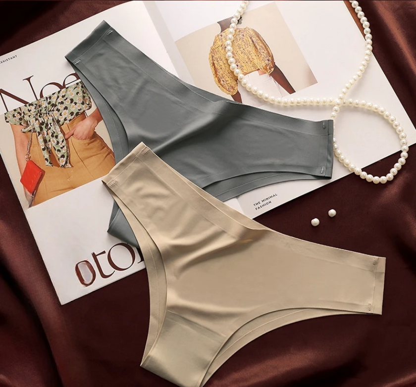 4PCS/Set Seamless Panties Women Sexy Underwear Ice Silk Underpants Low Waist G-string Female Soft Solid Ultra-thin Briefs