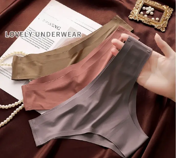 4PCS/Set Seamless Panties Women Sexy Underwear Ice Silk Underpants Low Waist G-string Female Soft Solid Ultra-thin Briefs