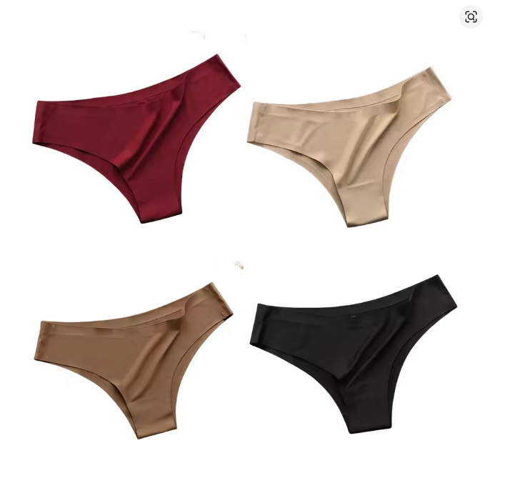 4PCS/Set Seamless Panties Women Sexy Underwear Ice Silk Underpants Low Waist G-string Female Soft Solid Ultra-thin Briefs