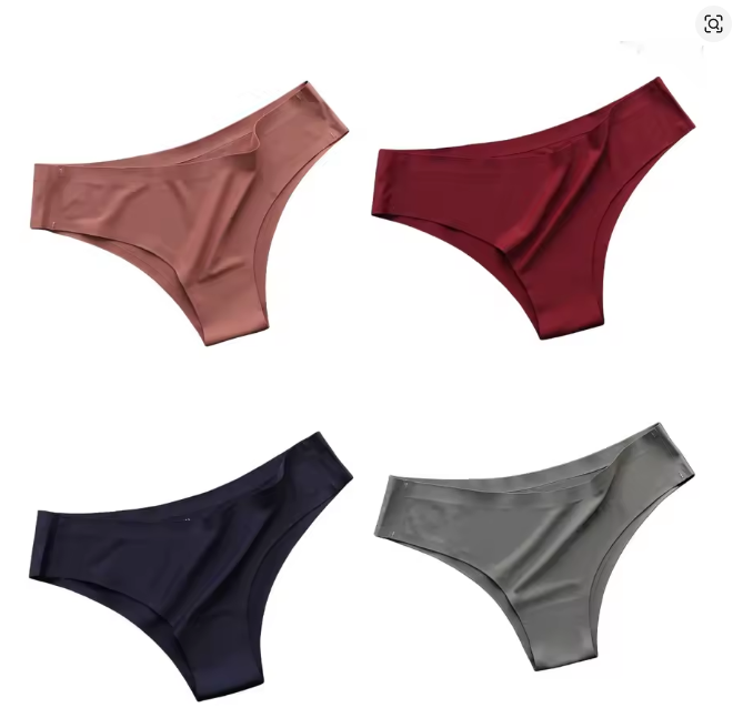 4PCS/Set Seamless Panties Women Sexy Underwear Ice Silk Underpants Low Waist G-string Female Soft Solid Ultra-thin Briefs