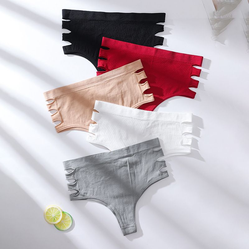 High Waist Sexy Women Lingerie Solid Color Seamless Underpants Comfort Underwear Women Soft Hollow Out Briefs S-XL Thong