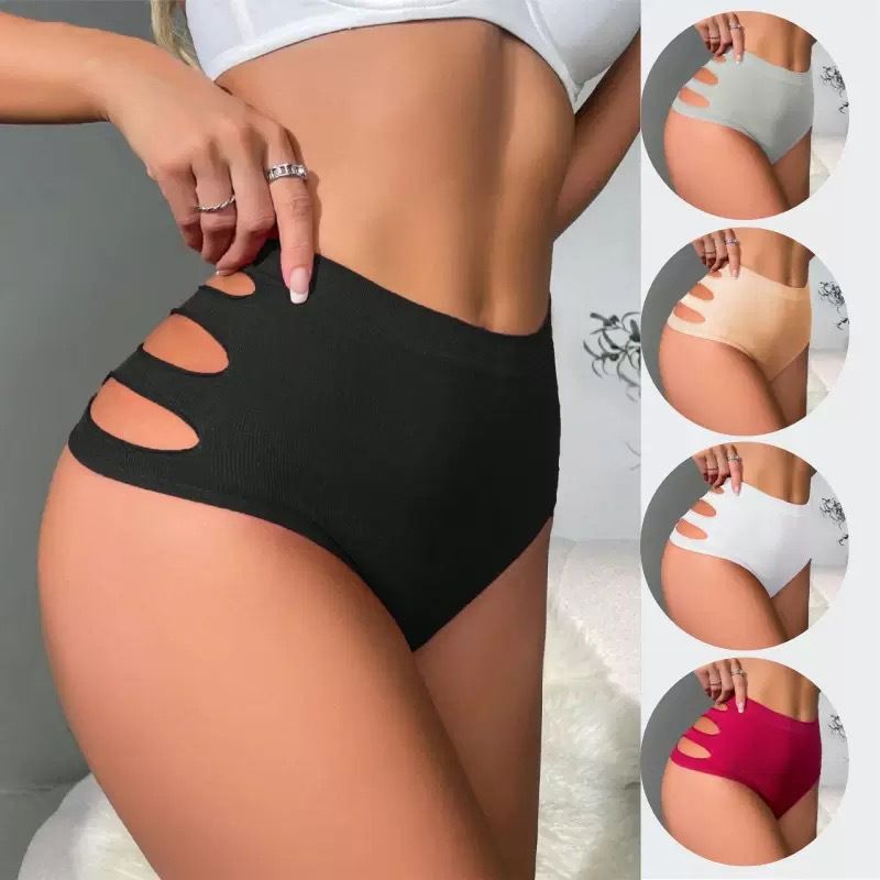 High Waist Sexy Women Lingerie Solid Color Seamless Underpants Comfort Underwear Women Soft Hollow Out Briefs S-XL Thong