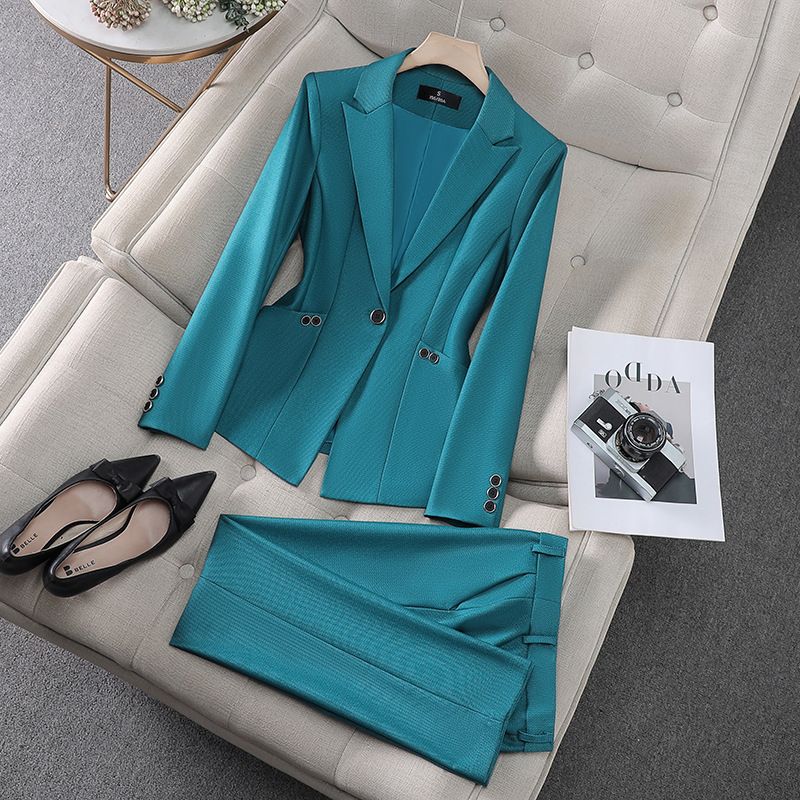 European and American popular commuter women's suit jacket, professional pants dress two-piece set