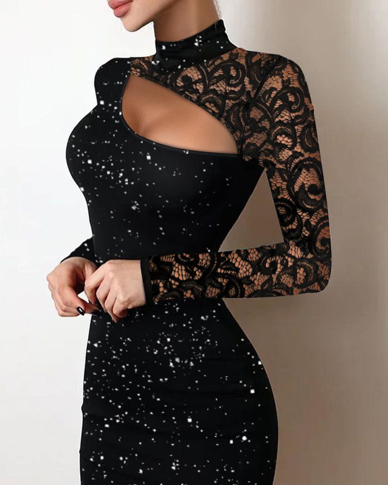 Women'S Casual And Fashionable Hot Diamond Mesh Tight Fitting Skirt Lace Pajamas High Neck Lace Dress Intimates Nightdress