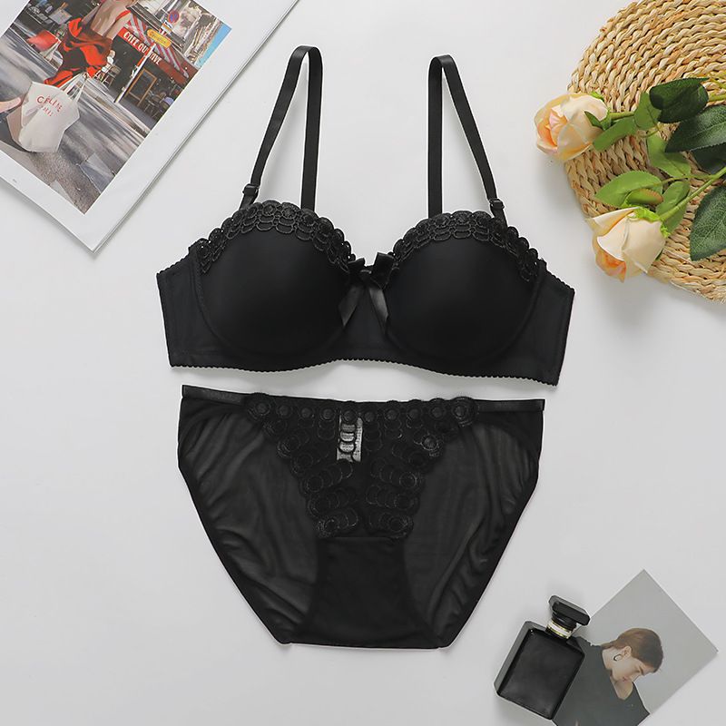 Girls underwear set Embroidered butterfly with steel rim underwear underwear non-slip fashion women's sexy bra set