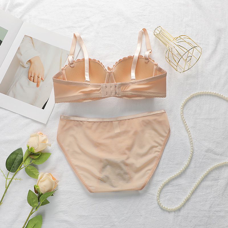 Girls underwear set Embroidered butterfly with steel rim underwear underwear non-slip fashion women's sexy bra set