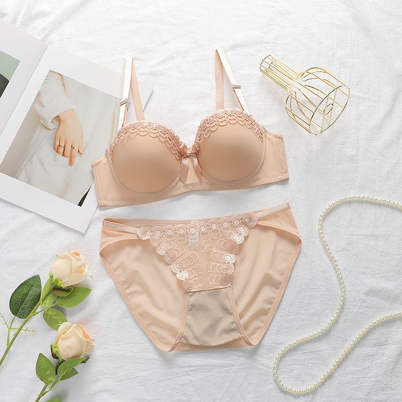 Girls underwear set Embroidered butterfly with steel rim underwear underwear non-slip fashion women's sexy bra set
