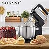 3.5L Sokany stand mixer 500W Kneading machine 4-Quart Tilt-Head Stand Food Mixer, dough mixer Kitchen Electric Grinder Mixer with Dough Hook, Wire Whip & Beater (29*20*34CM) Silver-Black 2.3KG