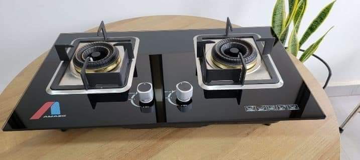 Amaze 2 Burner table top gas cooker hob AM-8802B glass tampered 2 burner gas cooktop  hob with auto ignition
