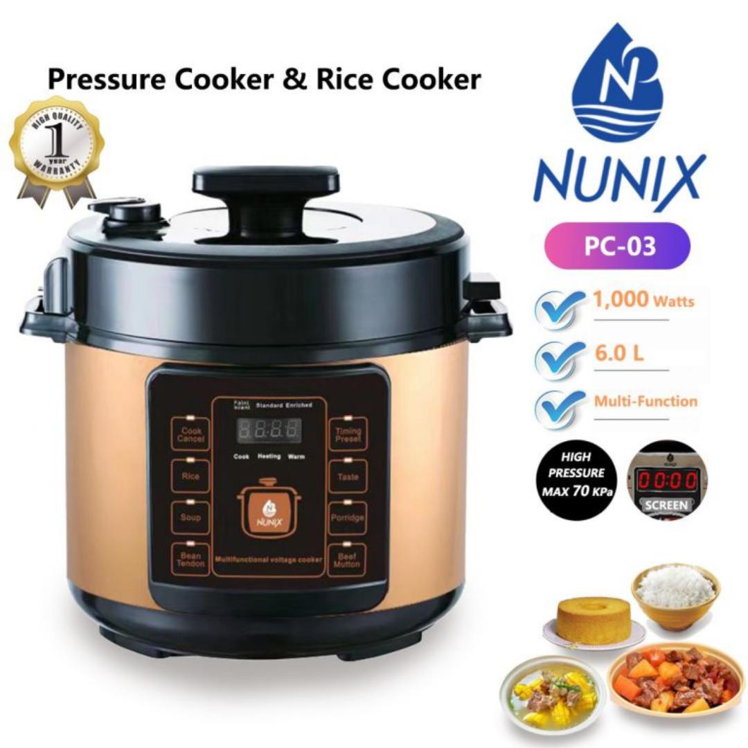 Nunix PC-03 Electric pressure cooker 6L multifunctional 1000W powerful Nunix Electric Pressure cooker with LED Display