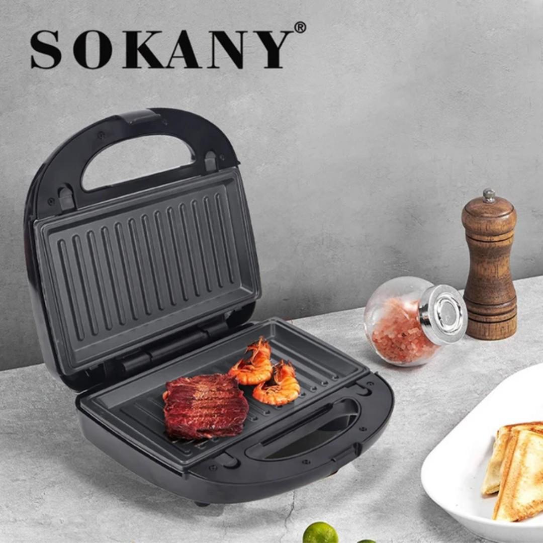 Sokany 6 in 1 Sandwich Maker SK-908 DIY Breakfast Sandwich Maker grill, donuts, waffles 750W with Removable Plates Non-Stick