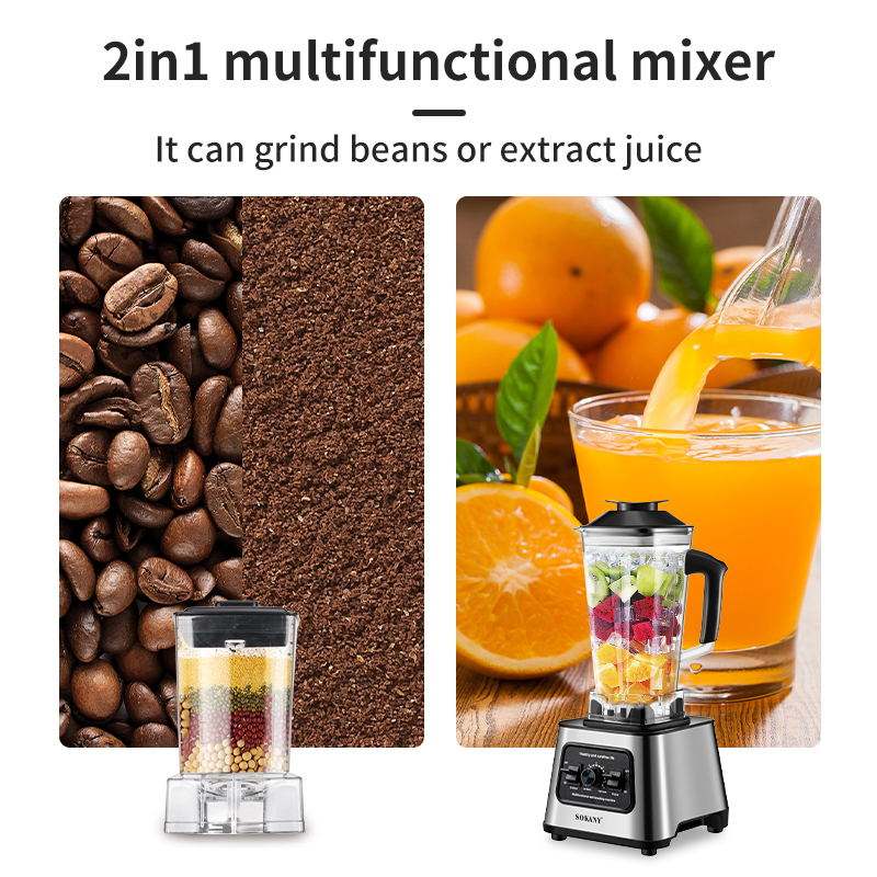 2.5L Sokany blender with Aluminium Body , unbreakable jar and 6000W Powerful motor for commercial and household use . SK-999 Sokany 2 in 1 Commercial blender