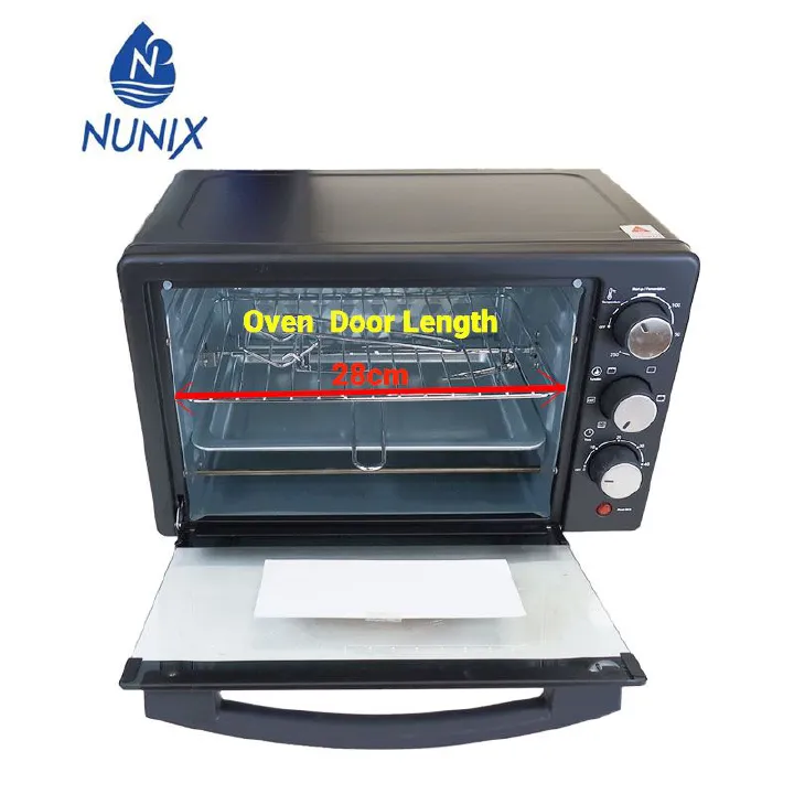 Nunix 20L Electric Oven E20-R 20 Litres+ Free Rotisserie Stick Black 1280W Black with glass door 12 Months warranty
