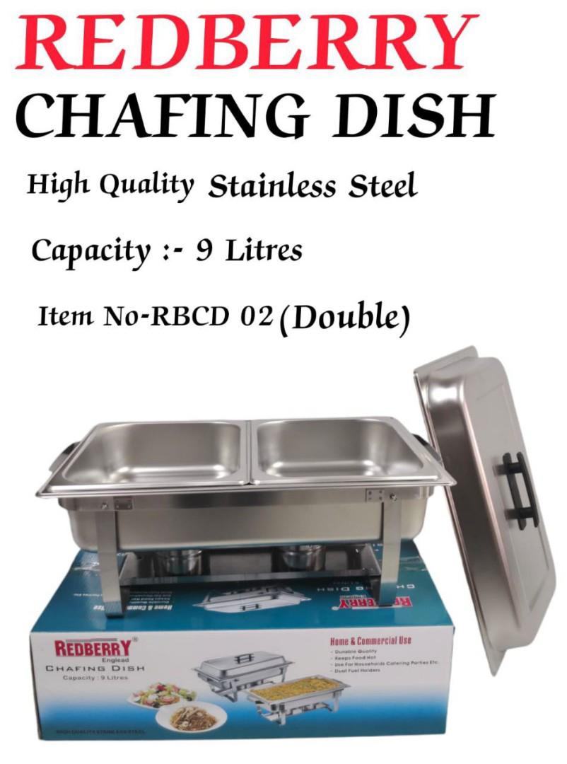 Redberry Chaffing dish 9L Stainless steel Heavy duty Redberry chafing dish for food storage and serving services to keep hot or warm for a longer period of time, single, double or triple partitioned