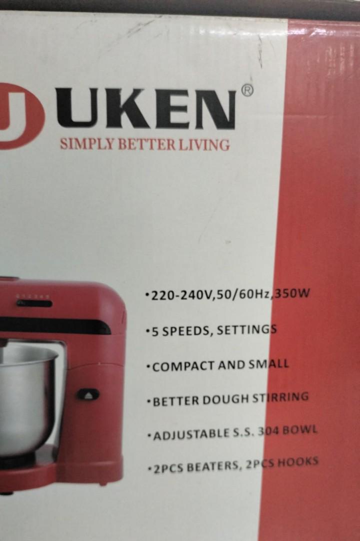 5 Speeds UHM-799 Uken stand mixer With Adjustable 3.5L Stainless steel bowl with 2pcs beaters and 2pcs hooks  for better dough stirring