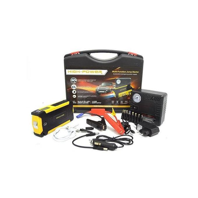 Portable Car Jumpstarter Kit with Tyre Inflator / Air Compressor and 28000Mah Powerbank