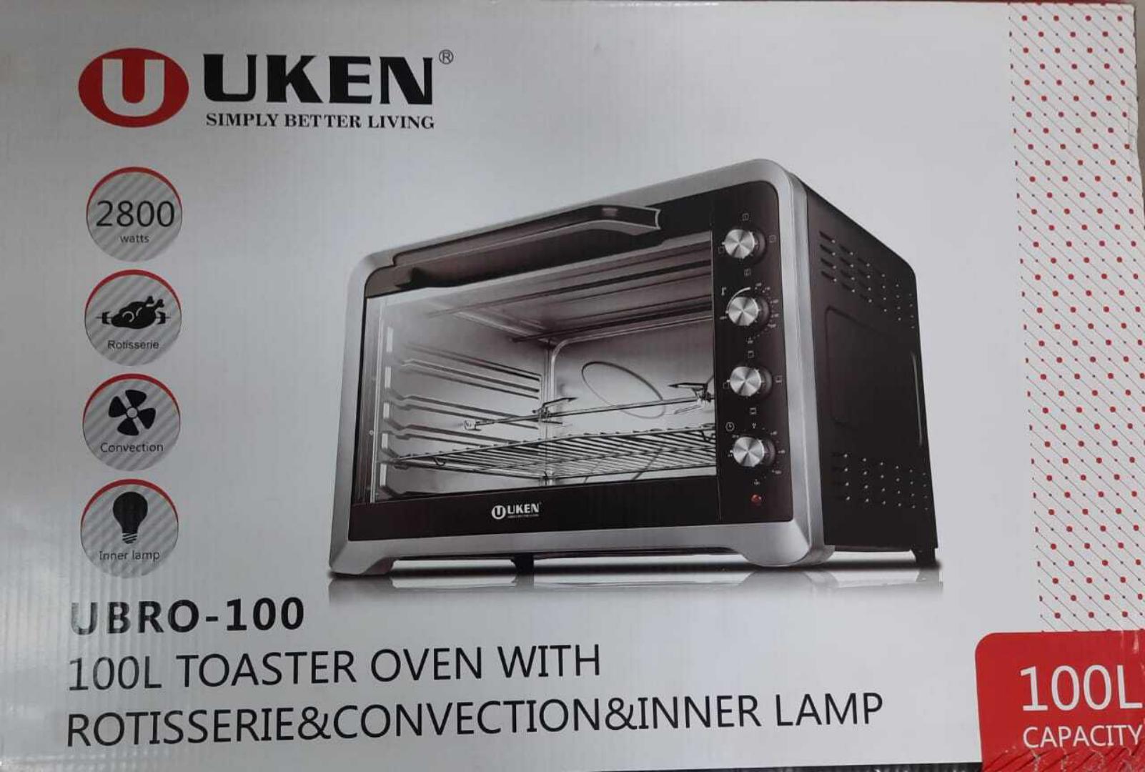 Uken 100L Toaster Oven UBRO-100 with Rotisserie Convection and Inner Lamp 2800W large capacity 100L Uken Oven perfect and efficient for reliable cooking