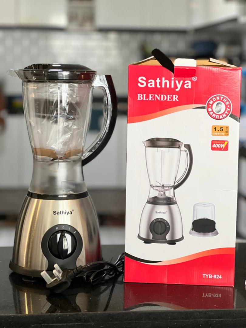 TYB-924 Sathiya 2 in 1 stainless steel blender with grinder and 1.5L Unbreakable Plastic Jar 400W Sathiya blender