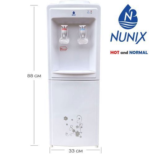 Nunix R5 hot and normal Water dispenser with cabinet storage for drinking cups R5 White Hot & Normal free standing Water Dispenser white