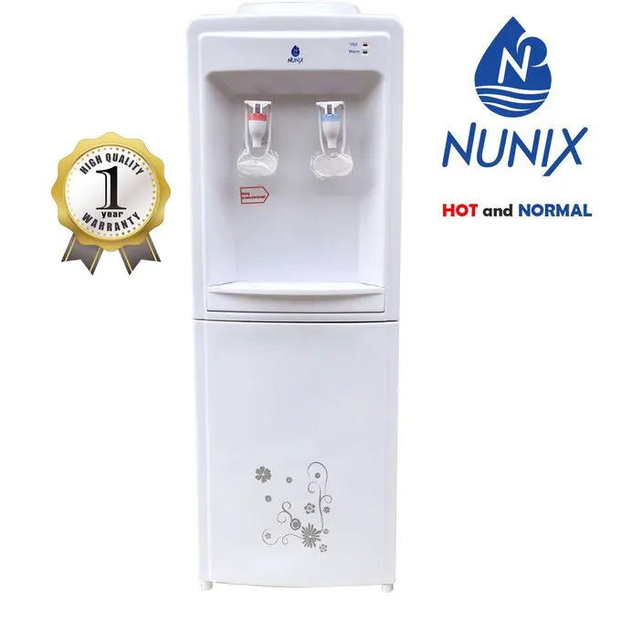 Nunix R5 hot and normal Water dispenser with cabinet storage for drinking cups R5 White Hot & Normal free standing Water Dispenser white