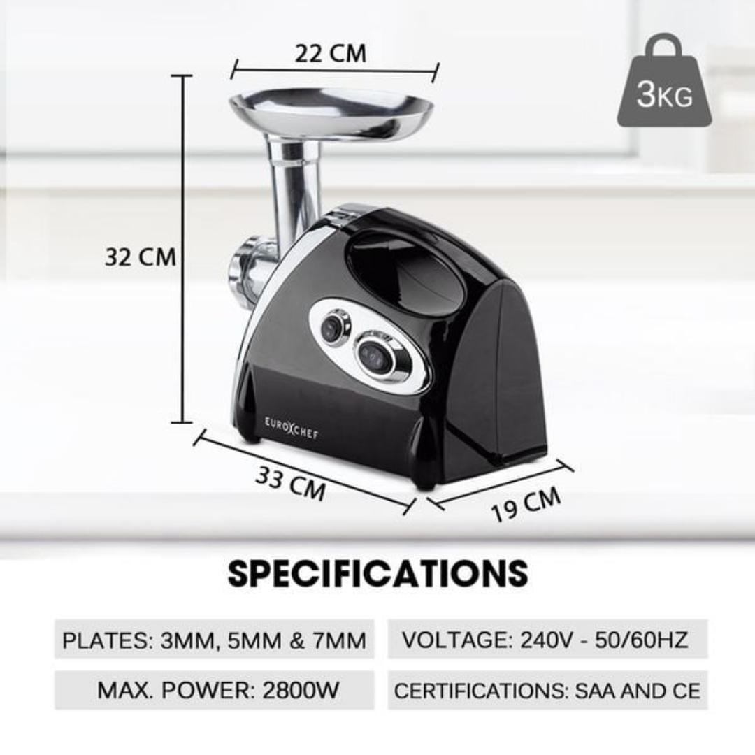 Premier PM-114MG Electric meat grinder and mincer sausage maker with Stainless steel blades and safety lock protection 1200W powerful motor