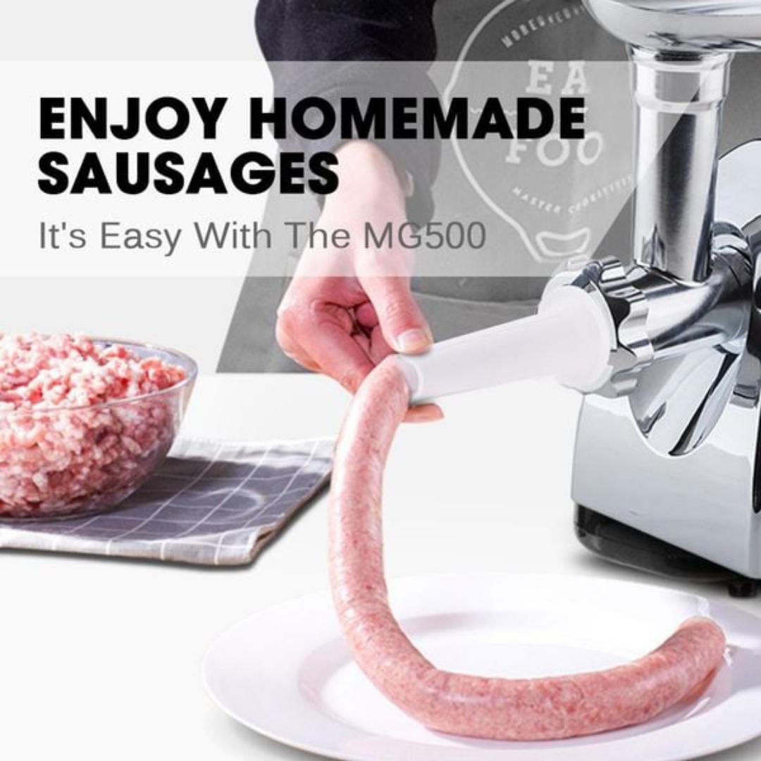 Premier PM-114MG Electric meat grinder and mincer sausage maker with Stainless steel blades and safety lock protection 1200W powerful motor