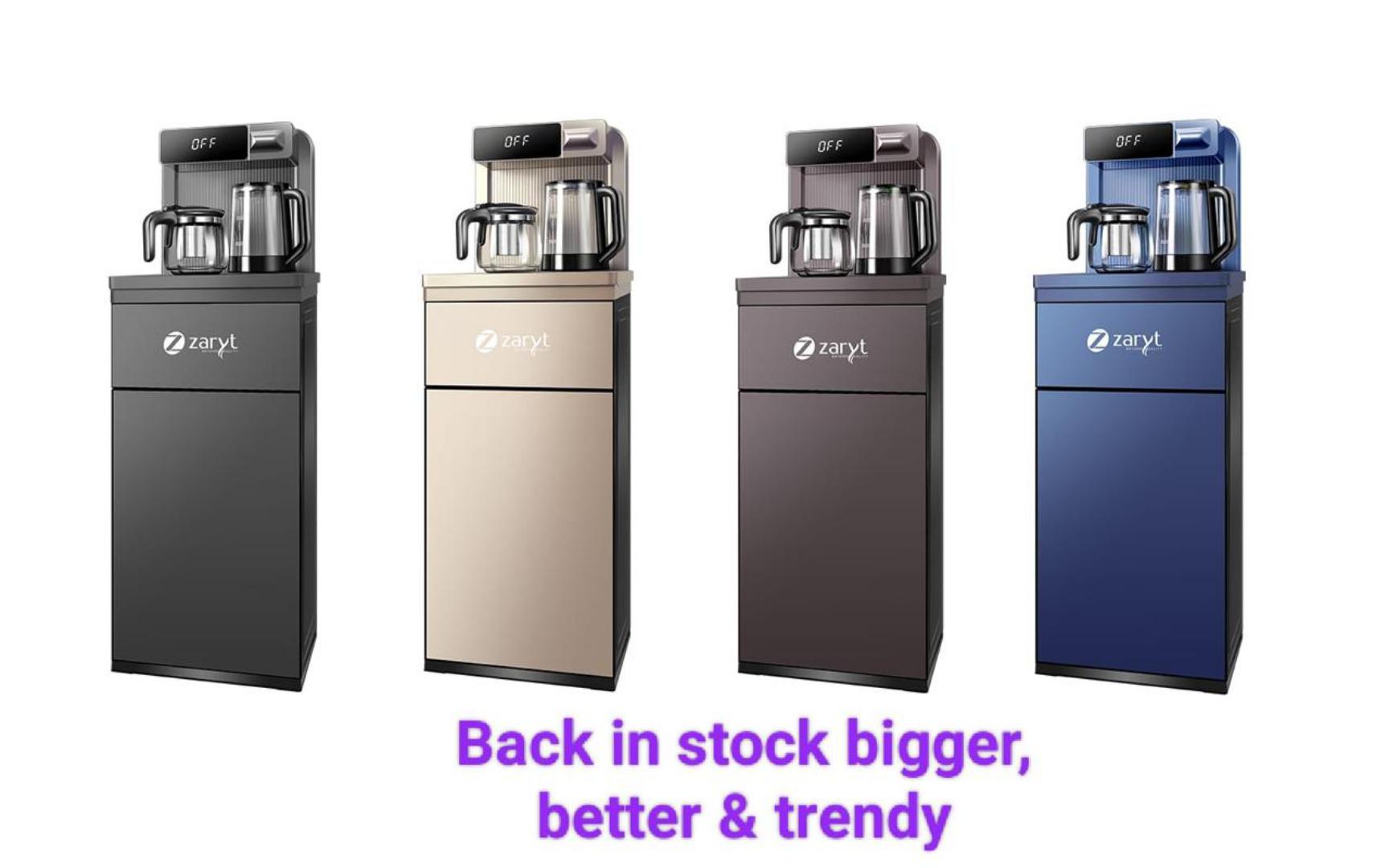 Zaryt bottom load hot and cold water dispenser with two Automatic filling kettles touch and remote control . Zaryt coffee maker bottom load water dispenser