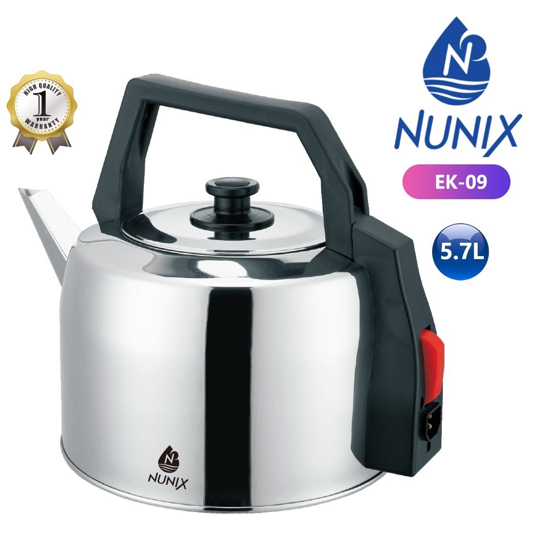 Nunix Electric Cordless Kettle EK-09 With Auto Shut Dry and overheat protection 5.7L Stainless Steel Body Electric Water Kettle 2200W