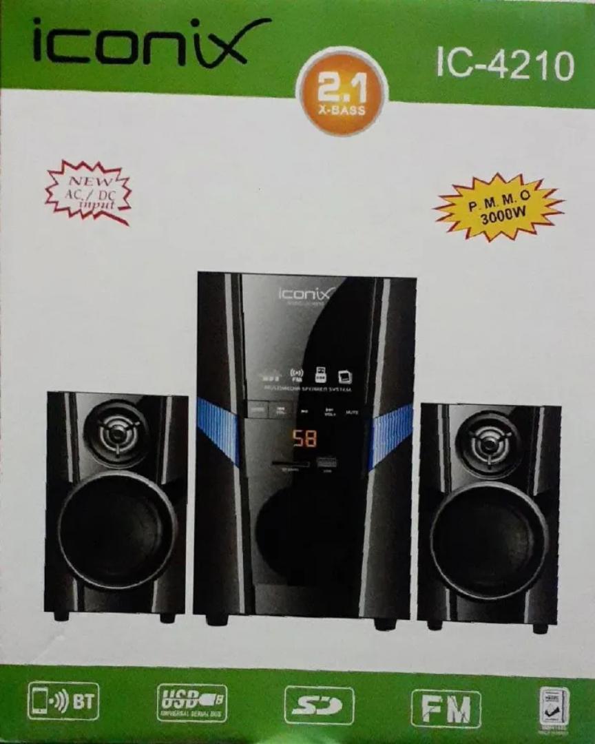 Iconix IC-4210 Subwoofer speaker system 2.1CH Iconix Subwoofer hometheatre system with 3000W PMPO supports Bluetooth, Auxiliary, USB and FM with remote control