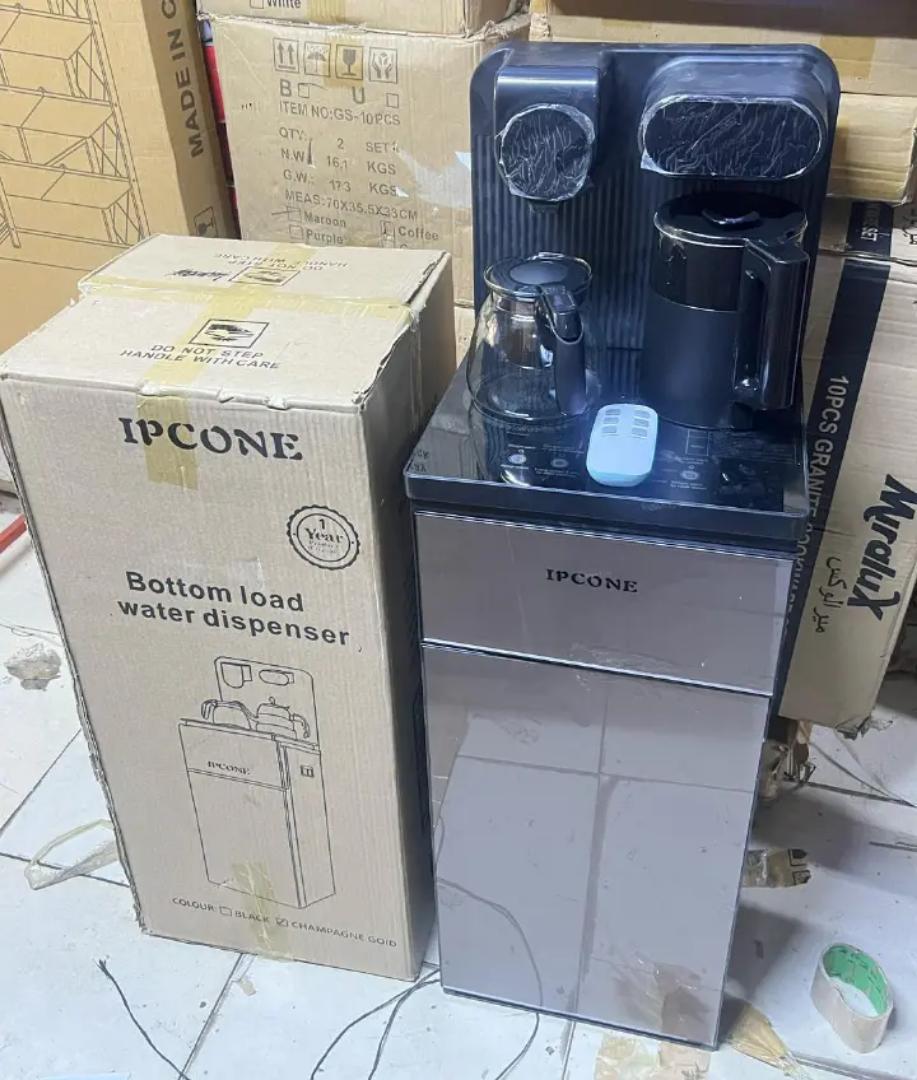Ipcone hot and cold Bottom load water Dispenser With LCD Display and storage cabinet with Two boiling kettles and touch and remote controled Water Dispenser