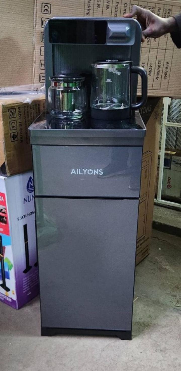 Ailyons bottom load AFK-8848 hot and cold water dispenser 500W Ailyons water dispenser with 2 free water boiling kettles for coffee making and LCD touch panel and remote control Champagne color