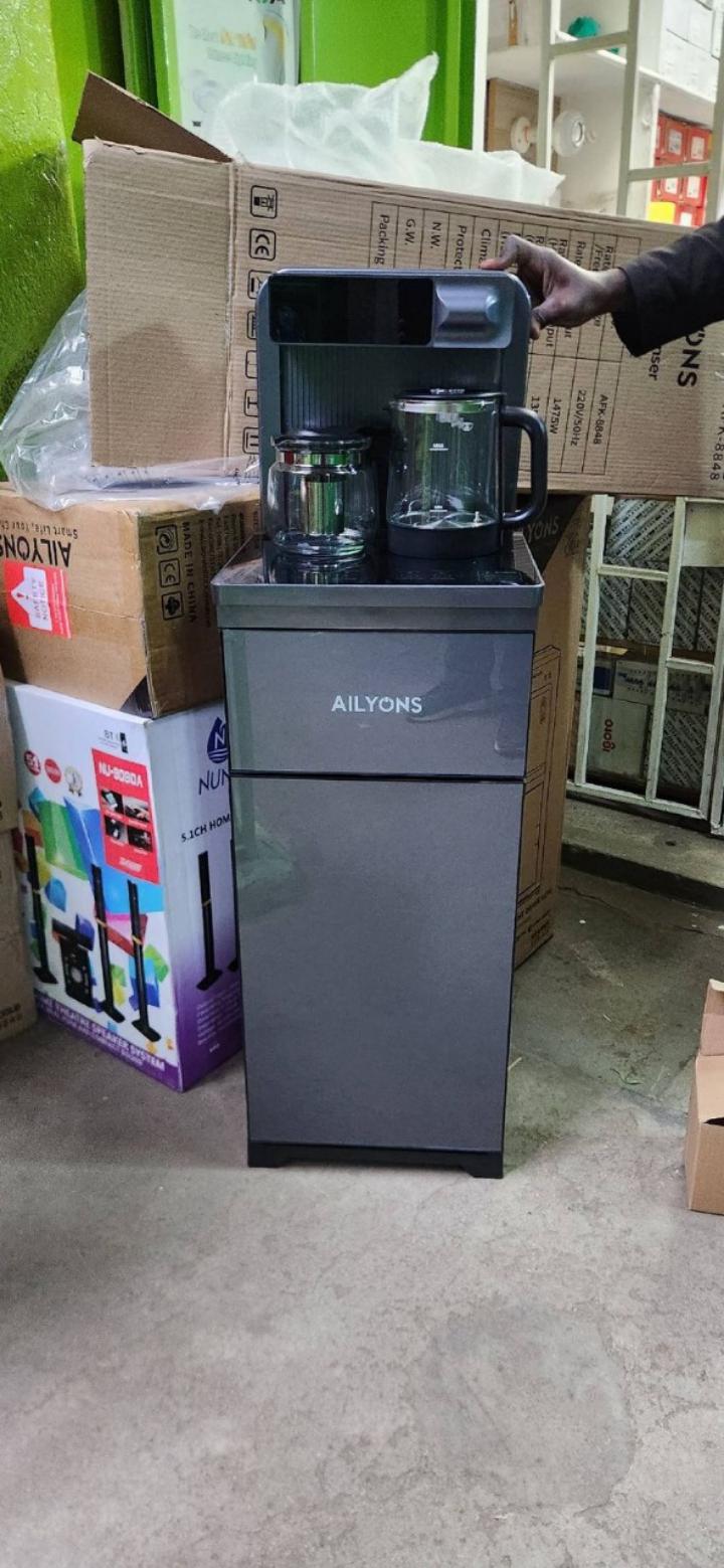 Ailyons bottom load AFK-8848 hot and cold water dispenser 500W Ailyons water dispenser with 2 free water boiling kettles for coffee making and LCD touch panel and remote control Champagne color